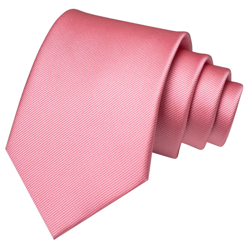 JEMYGINS Pink Formal Necktie and Pocket Square Tie Clip Sets for Men (37) - Image 2